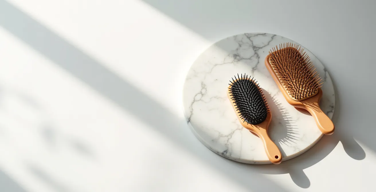 Comparaison visuelle entre brosse céramique et brosse en poils de sanglier