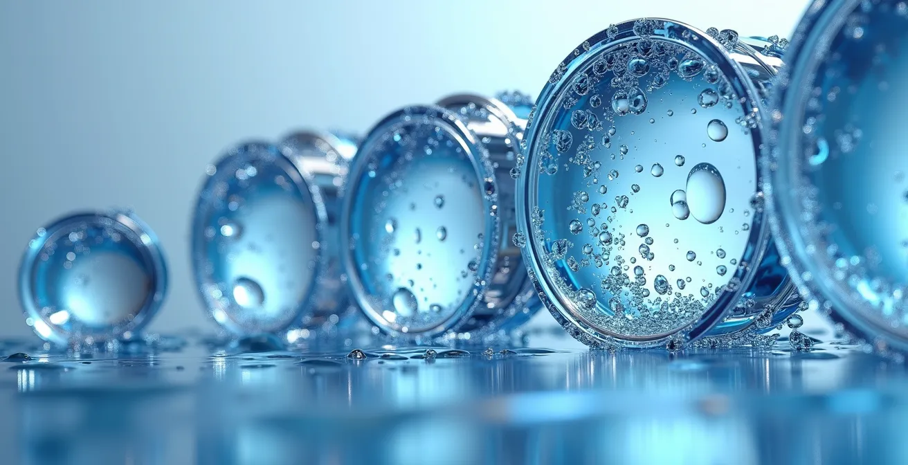 Vue comparative de différents réservoirs de lisseurs vapeur en coupe transversale