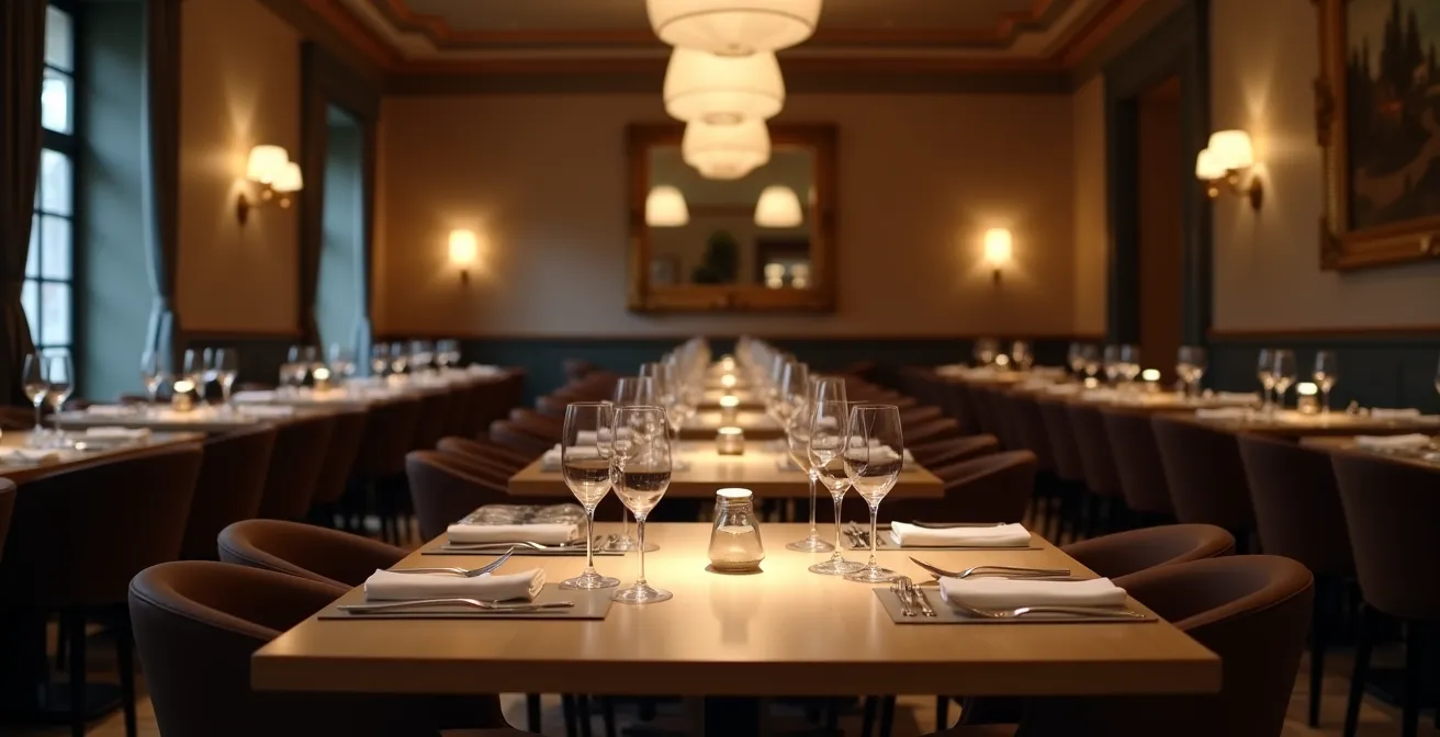 Espace de restaurant élégant montrant l'importance de la discrétion olfactive