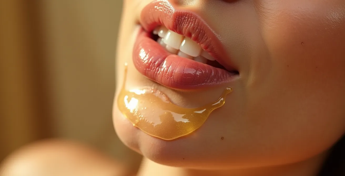 Gros plan sur des mains appliquant de l'huile démaquillante sur un visage