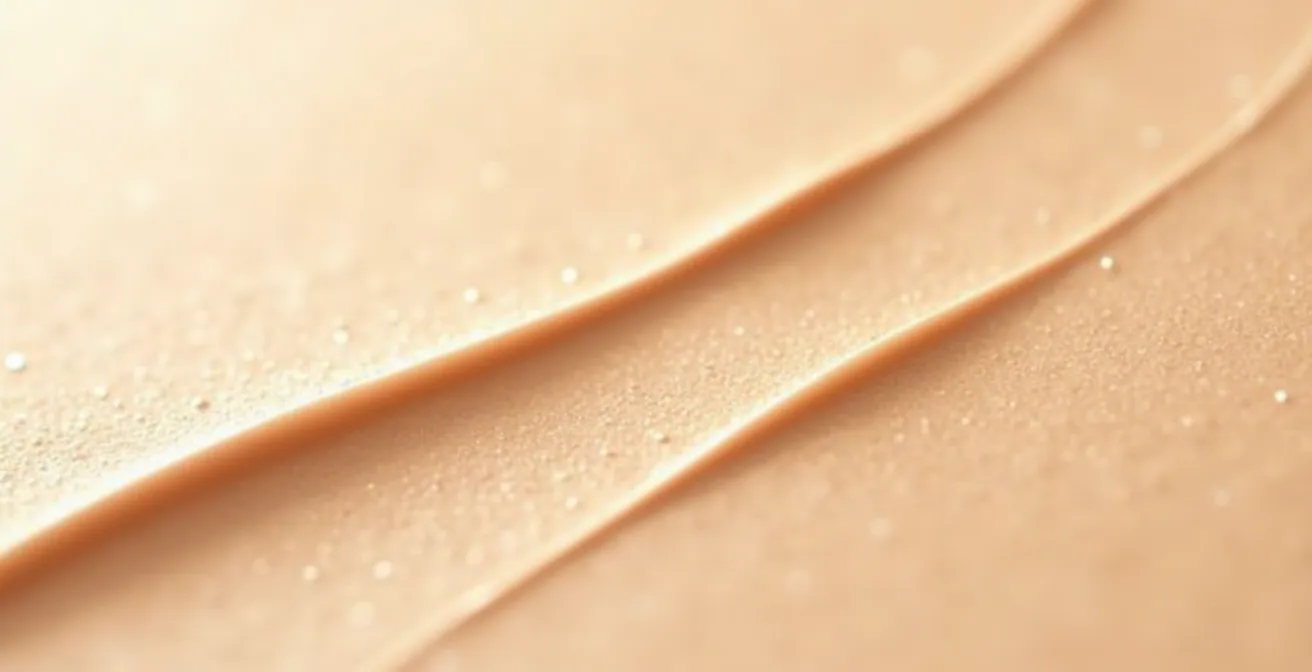 Texture crémeuse de produit cosmétique en gros plan montrant la superposition de couches