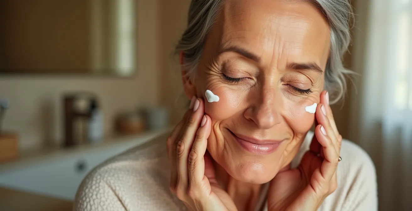 Démonstration de la technique de massage facial ascendant anti-âge