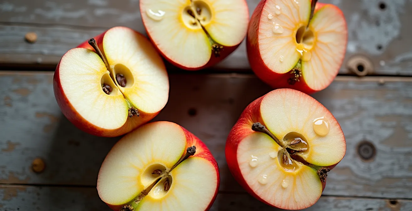 Variétés anciennes de pommes montrant la diversité des couleurs et formes
